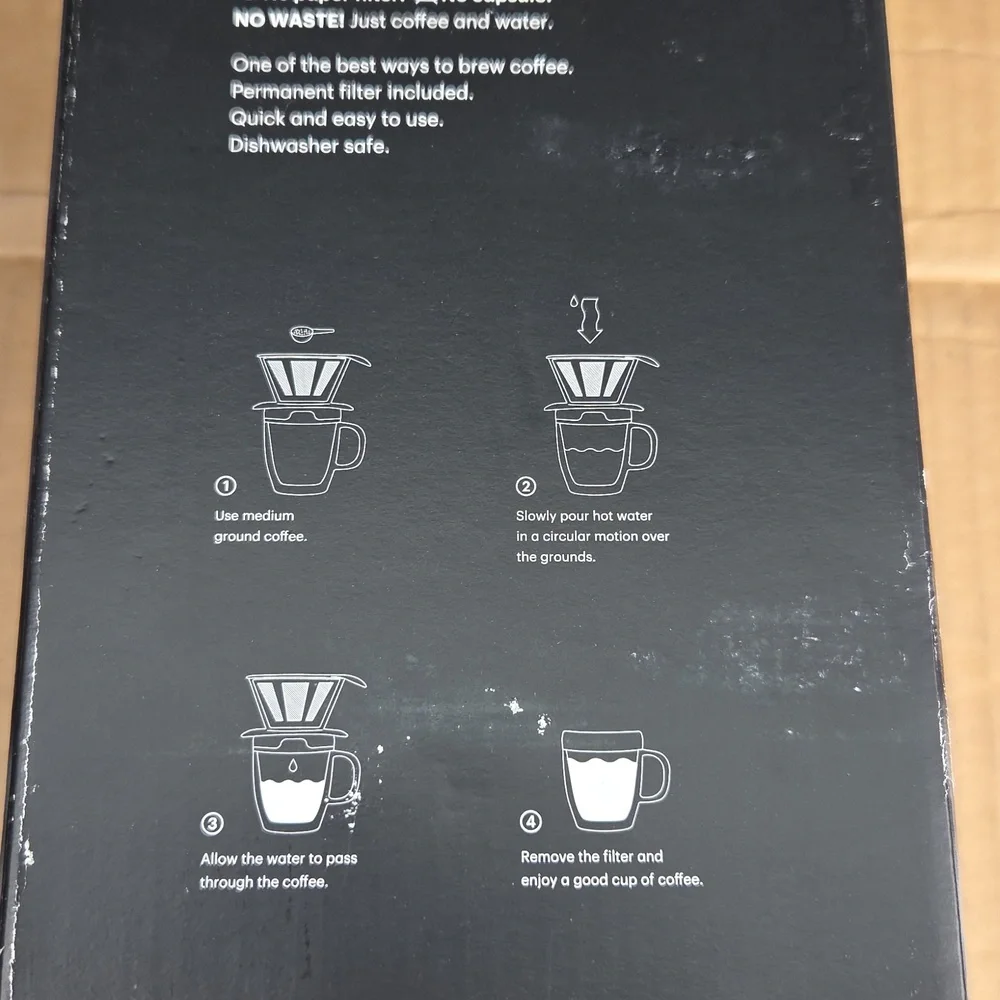 Bodum Pour Over Single Serve Coffee Maker 12 Ounce Set NIB